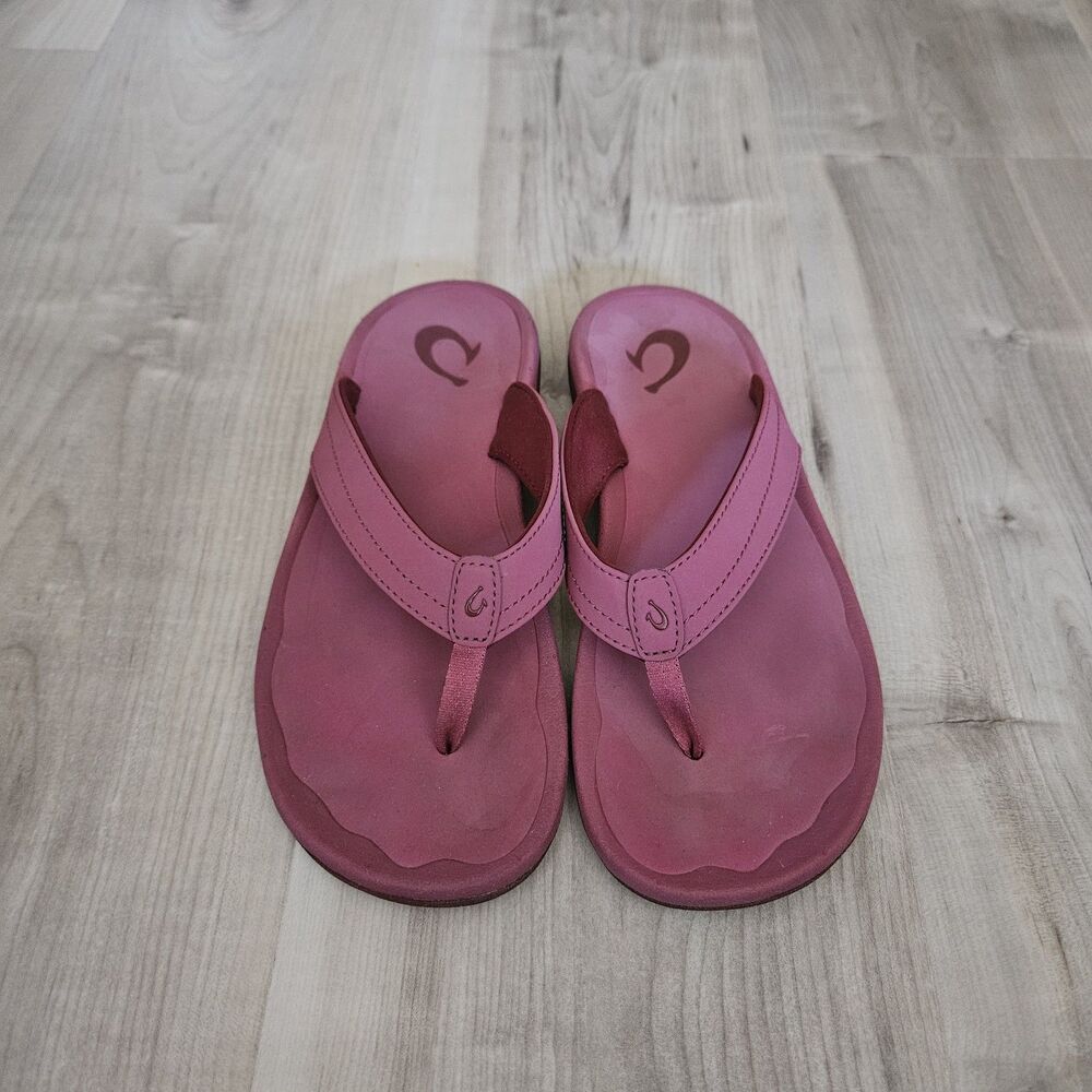 OluKai Ohana Women's Size 8 E Flip Flop Thong Sandals Red/Burgandy